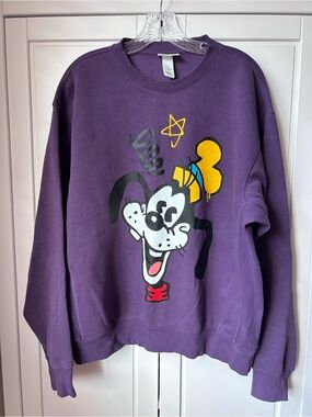 Disney Purple Goofy Graphic Sweatshirt with Yellow Accent